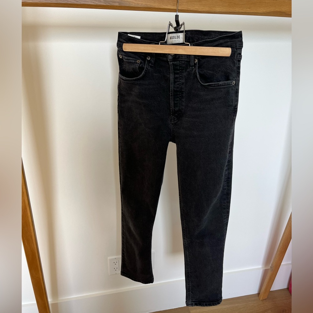 Agolde Riley black high rise size 26